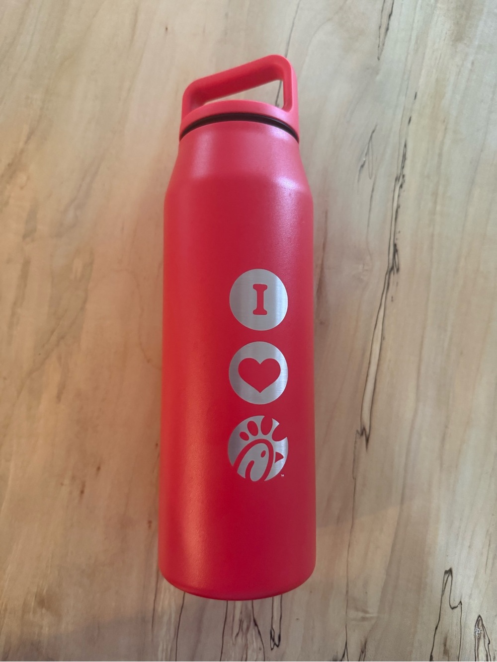 Red Insulated Water Bottle with Chick-fil-A Logo